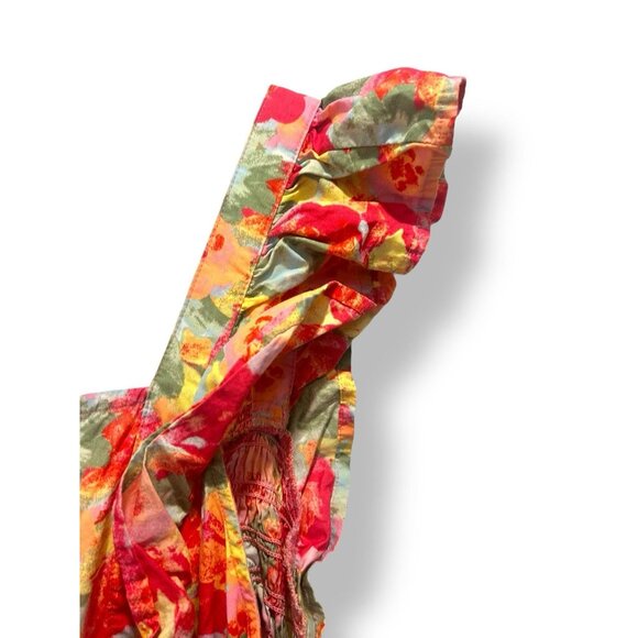 Peyton & Parker Bright Floral Ruffled Smocked Tie Back Maxi Dress Size Large - Picture 10 of 15